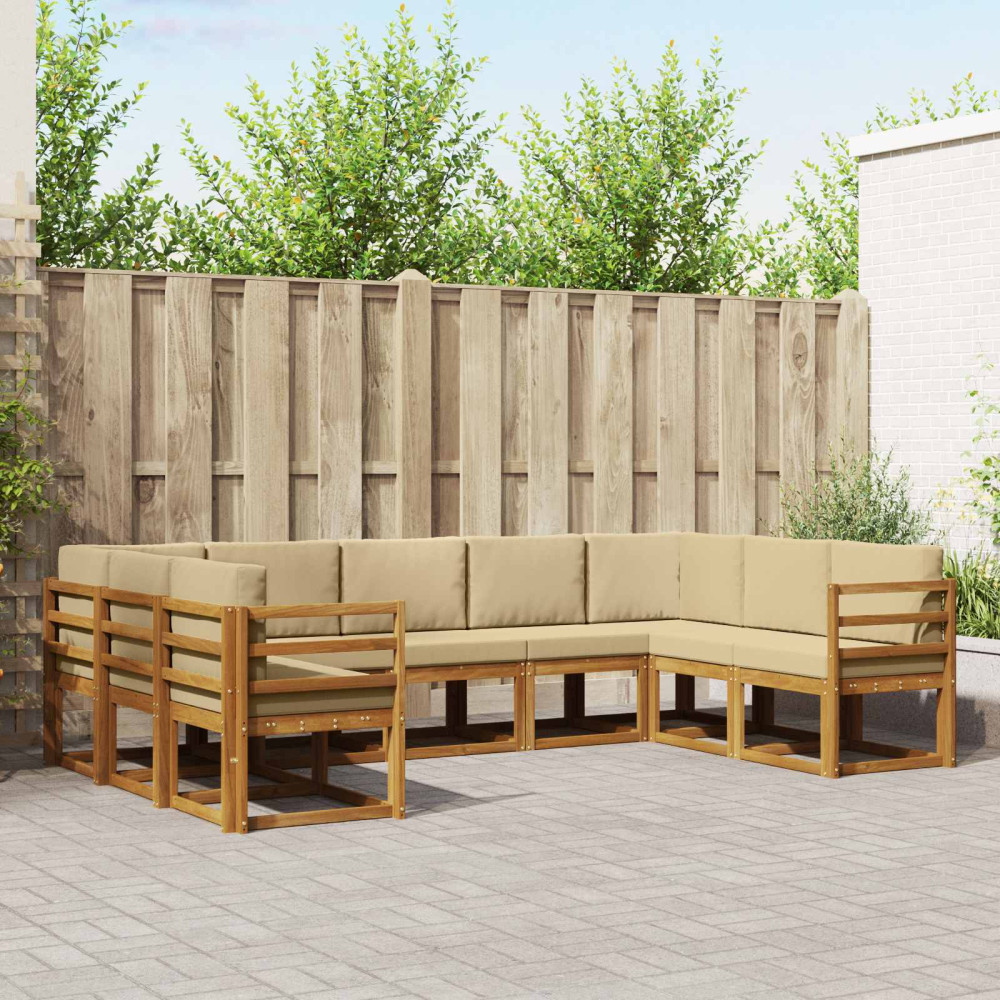 Produktbild för Utomhussoffset med kudde 9 pcs Naturlig och Beige