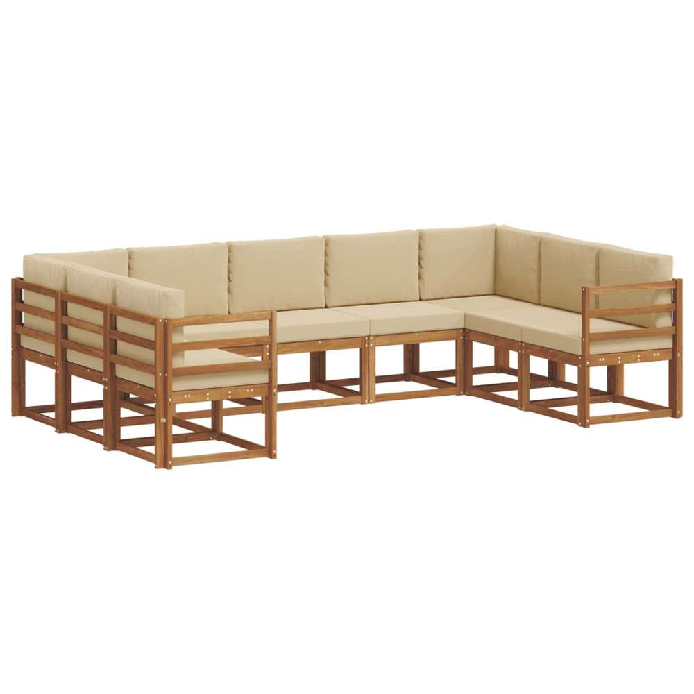 Produktbild för Utomhussoffset med kudde 9 pcs Naturlig och Beige
