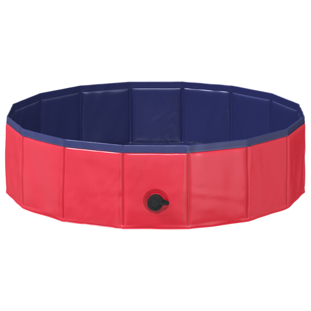 Produktbild för Barn Sim Pool Röd Ø 80 x 20 cm Tjock PVC och Konstruerat Trä
