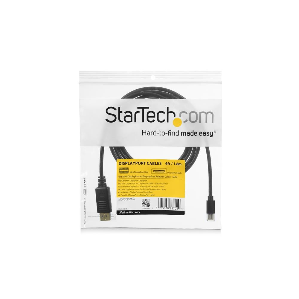 Produktbild för StarTech.com 3 m Mini DisplayPort till DisplayPort 1.2-kabeladapter M/M - DisplayPort 4k - DisplayPort-kabel - 3 m
