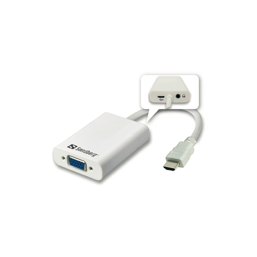 Produktbild för Sandberg HDMI to VGA+Audio Converter - videokonverterare