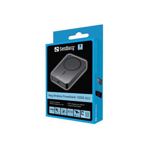 Sandberg Sandberg 1000 ALU trådlös powerbank - Li - USB-C - 20 watt