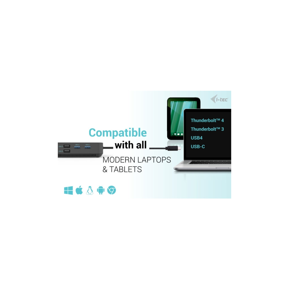 Produktbild för i-Tec - dockningsstation - USB-C / Thunderbolt 3/USB4 - 2 x DP, HDMI - 1GbE