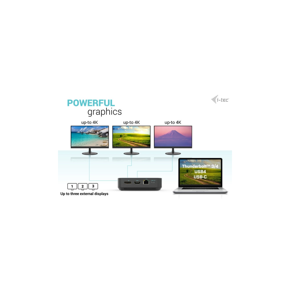 Produktbild för i-Tec - dockningsstation - USB-C / Thunderbolt 3/USB4 - 2 x DP, HDMI - 1GbE