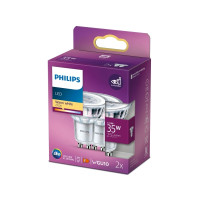 Produktbild för Philips Spot - LED-spotlight - GU10 - 3.5 W - varmt vitt ljus - 2700 K (paket om 2)