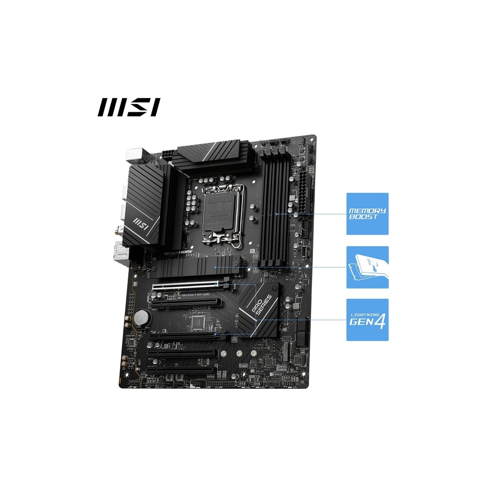Produktbild för MSI PRO B760-P WIFI DDR4 - moderkort - ATX - LGA1700-uttag - B760