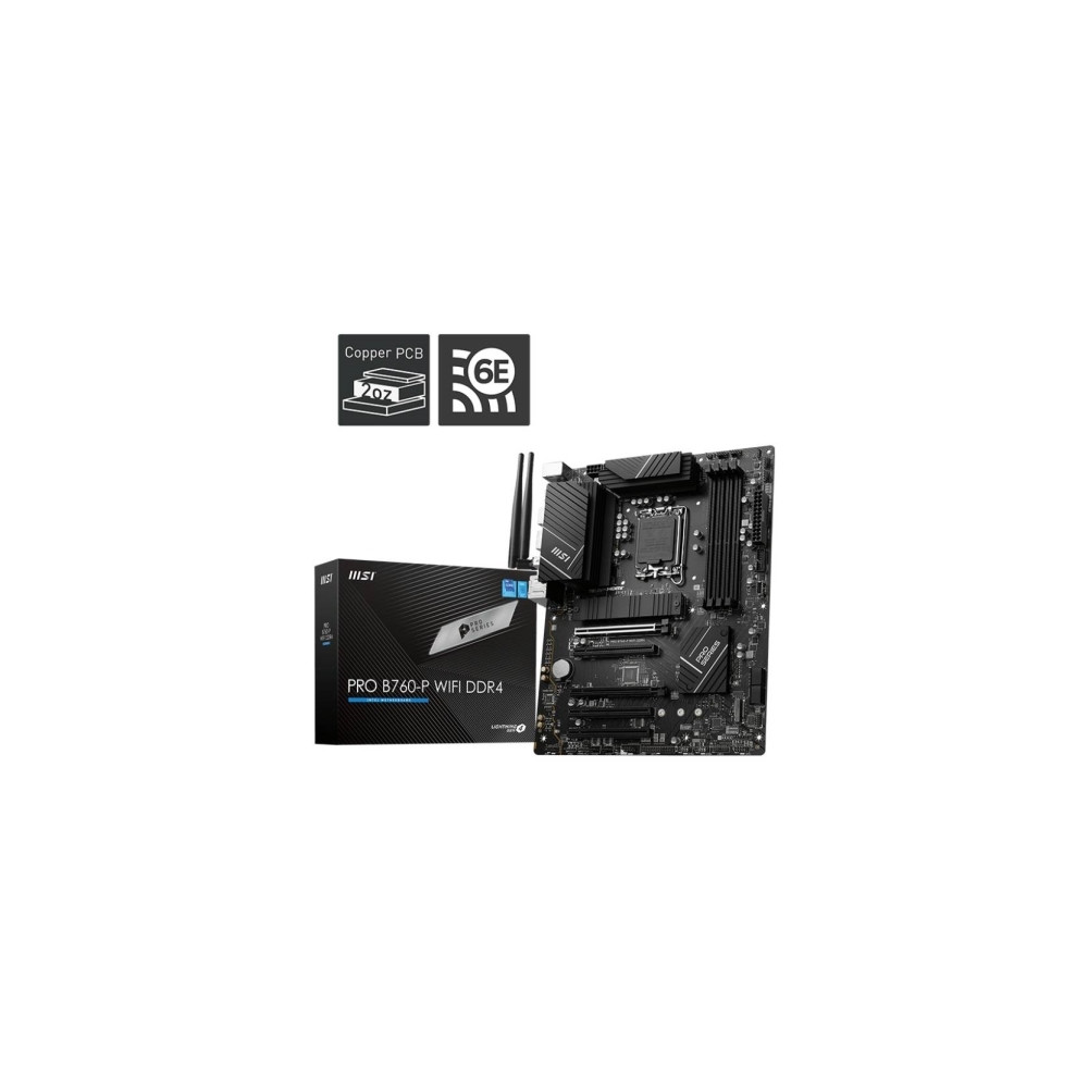 Produktbild för MSI PRO B760-P WIFI DDR4 - moderkort - ATX - LGA1700-uttag - B760