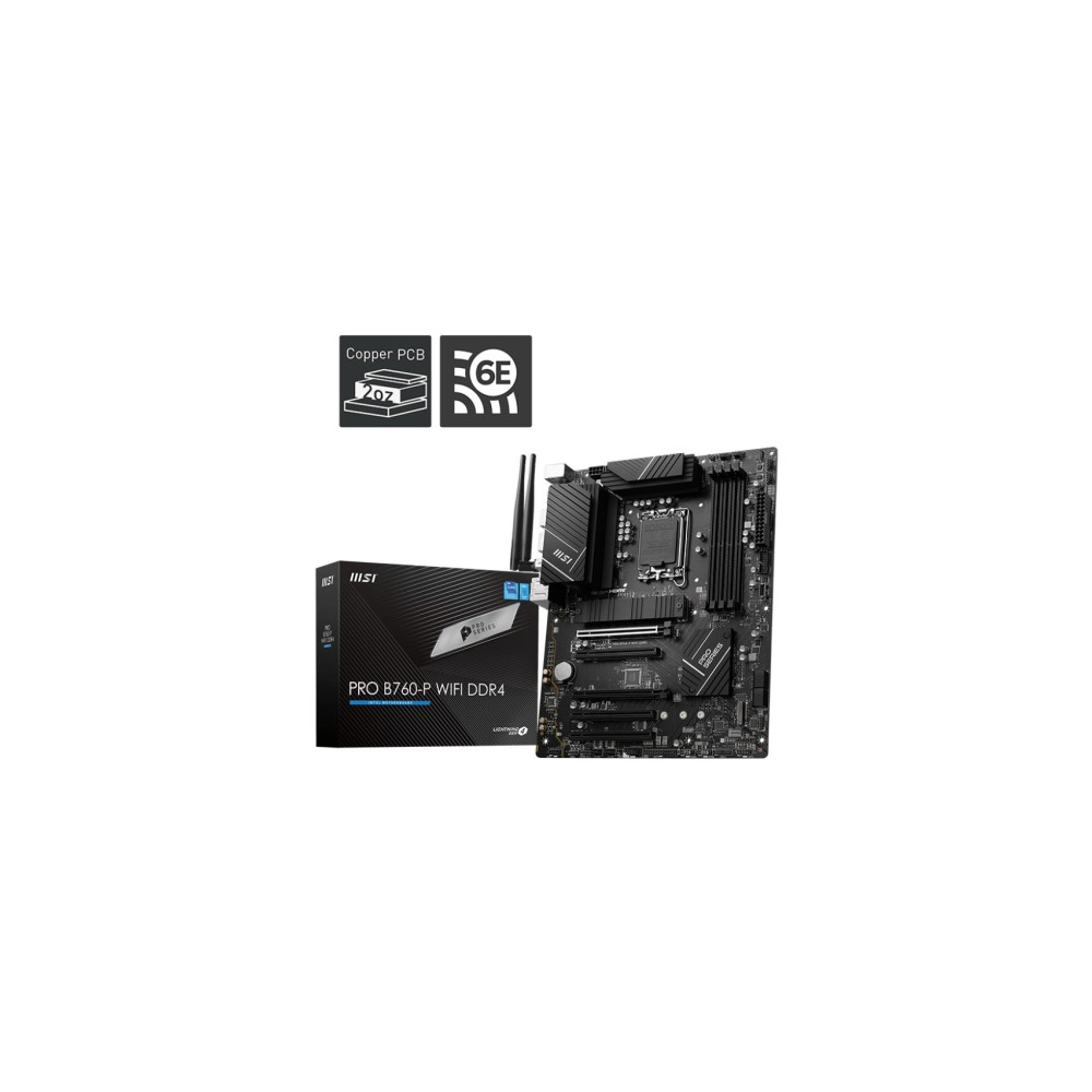 Produktbild för MSI PRO B760-P WIFI DDR4 - moderkort - ATX - LGA1700-uttag - B760