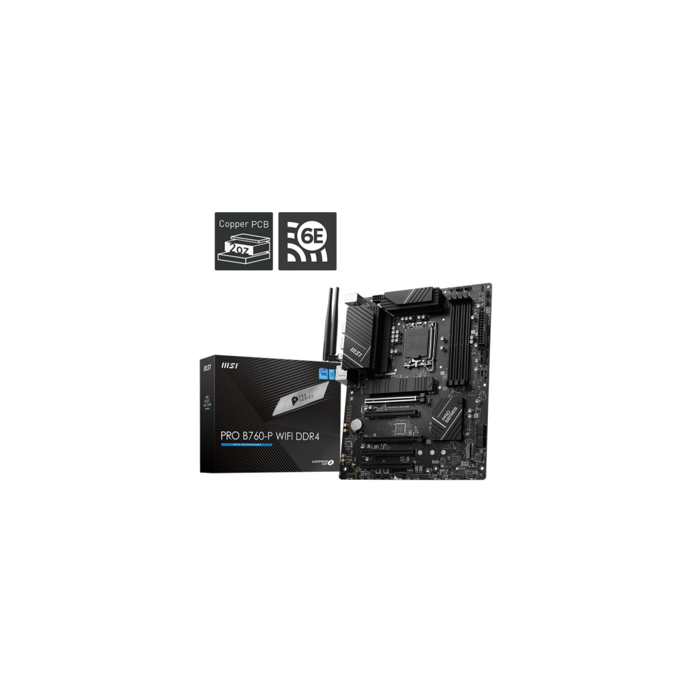 Produktbild för MSI PRO B760-P WIFI DDR4 - moderkort - ATX - LGA1700-uttag - B760