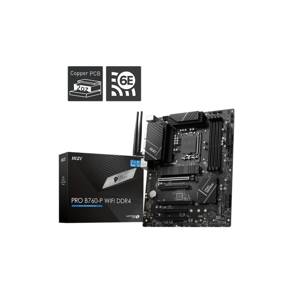 Produktbild för MSI PRO B760-P WIFI DDR4 - moderkort - ATX - LGA1700-uttag - B760