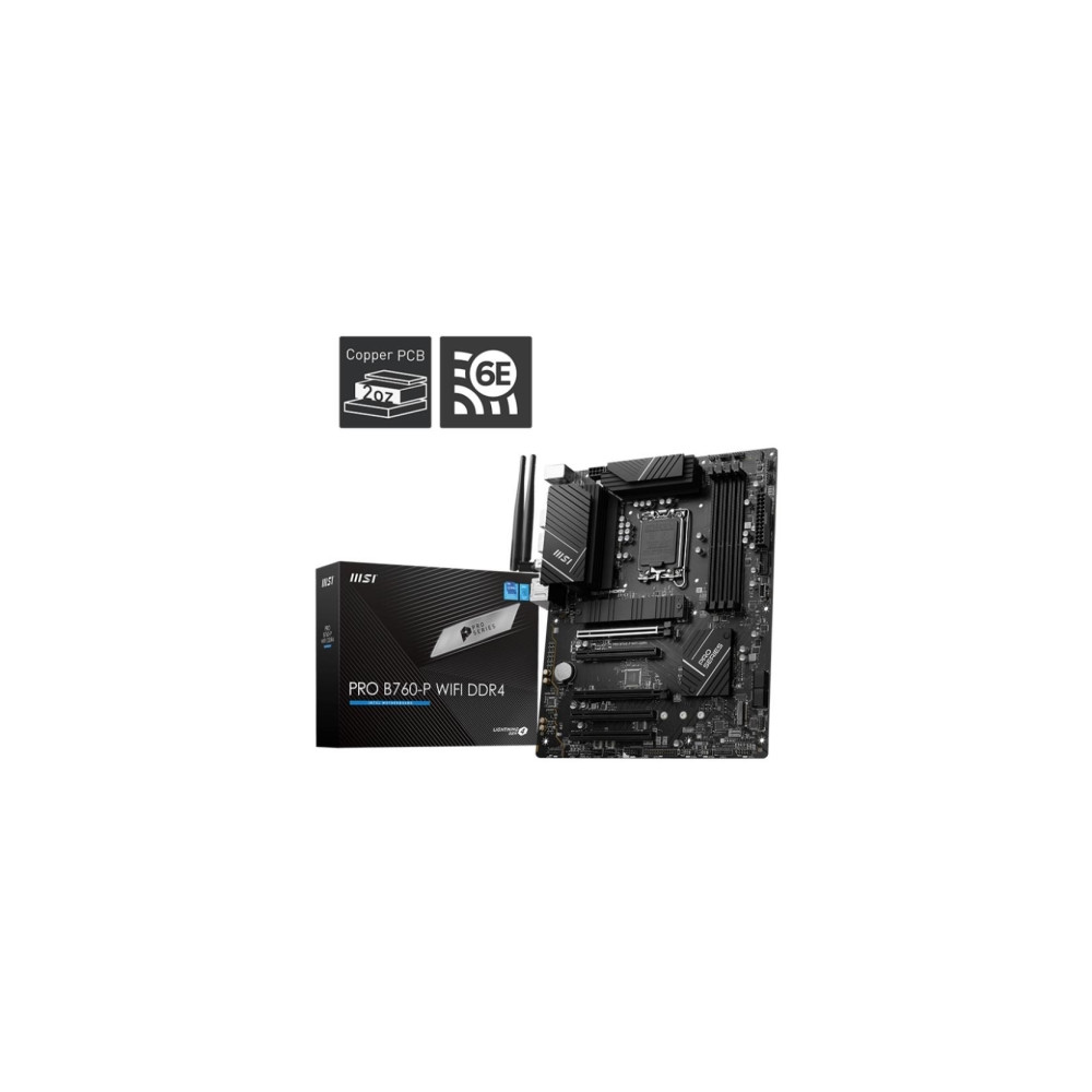 Produktbild för MSI PRO B760-P WIFI DDR4 - moderkort - ATX - LGA1700-uttag - B760