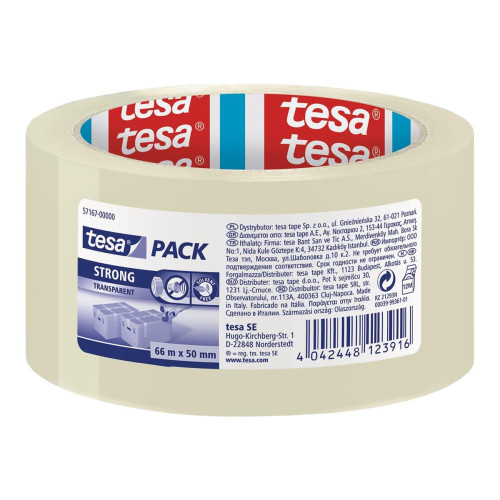 Beiersdorf Tesapack Strong förpackningstejp - 50 mm x 66 m - genomskinlig - Skrivbordstillbehör