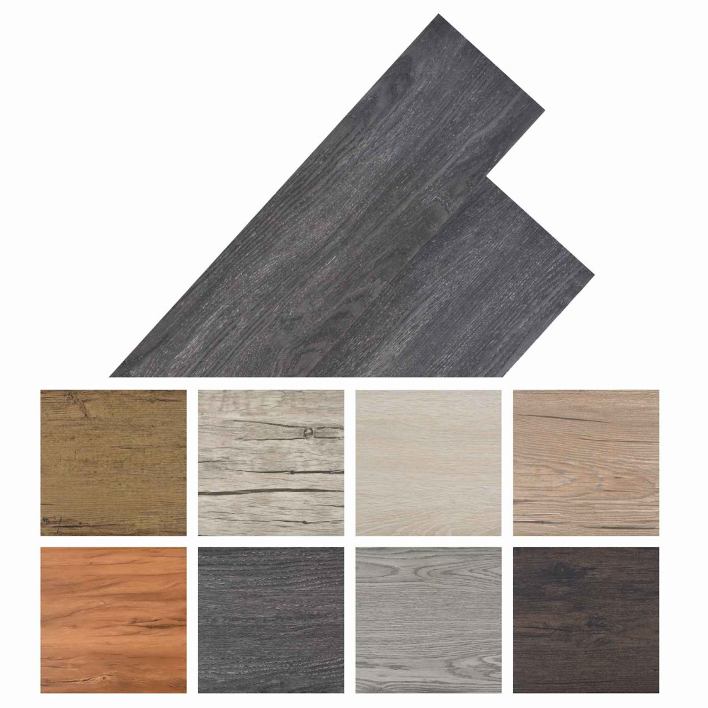 Produktbild för Golvplankor 18 pcs Svart och Vitt 5,26 m² PVC