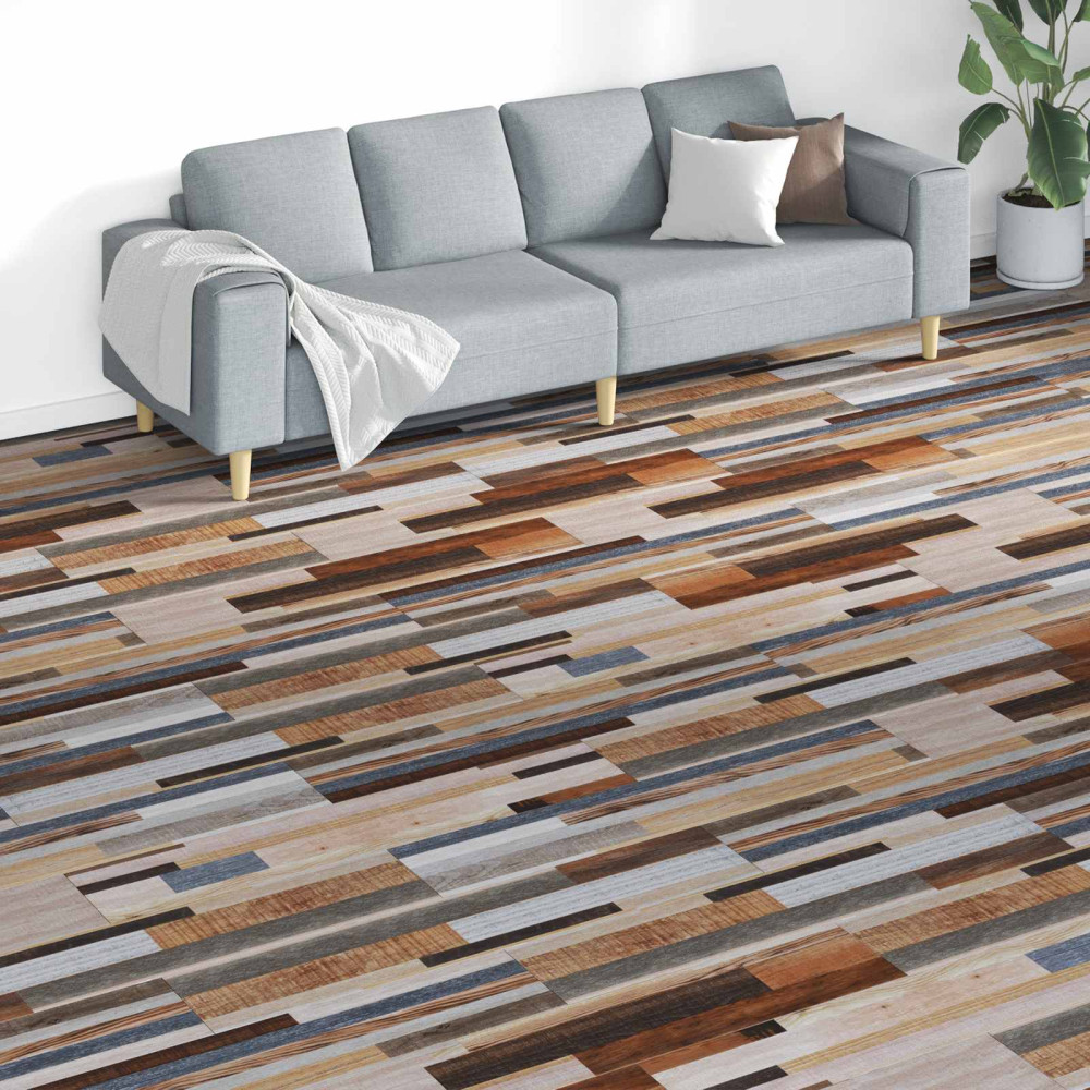 Produktbild för Golvplankor 18 pcs Flerfärgsdesign 5,26 m² PVC