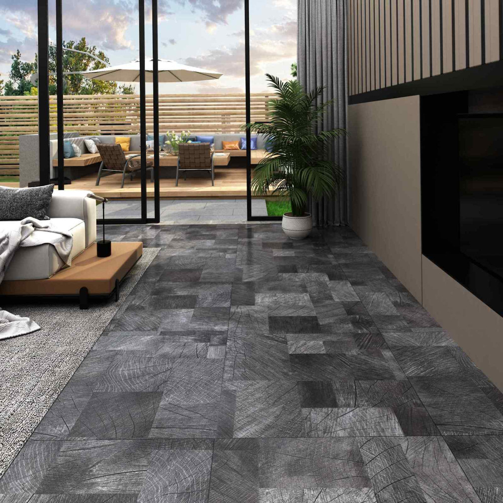 Produktbild för Golvplankor 5,11 m² 55 pcs PVC Trästruktur grå