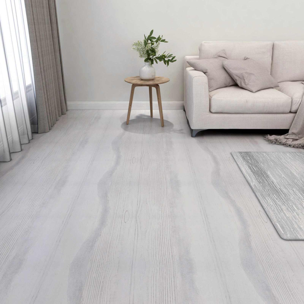 Produktbild för Golvplankor 5,11 m² 55 pcs PVC Vit och ljusgrå