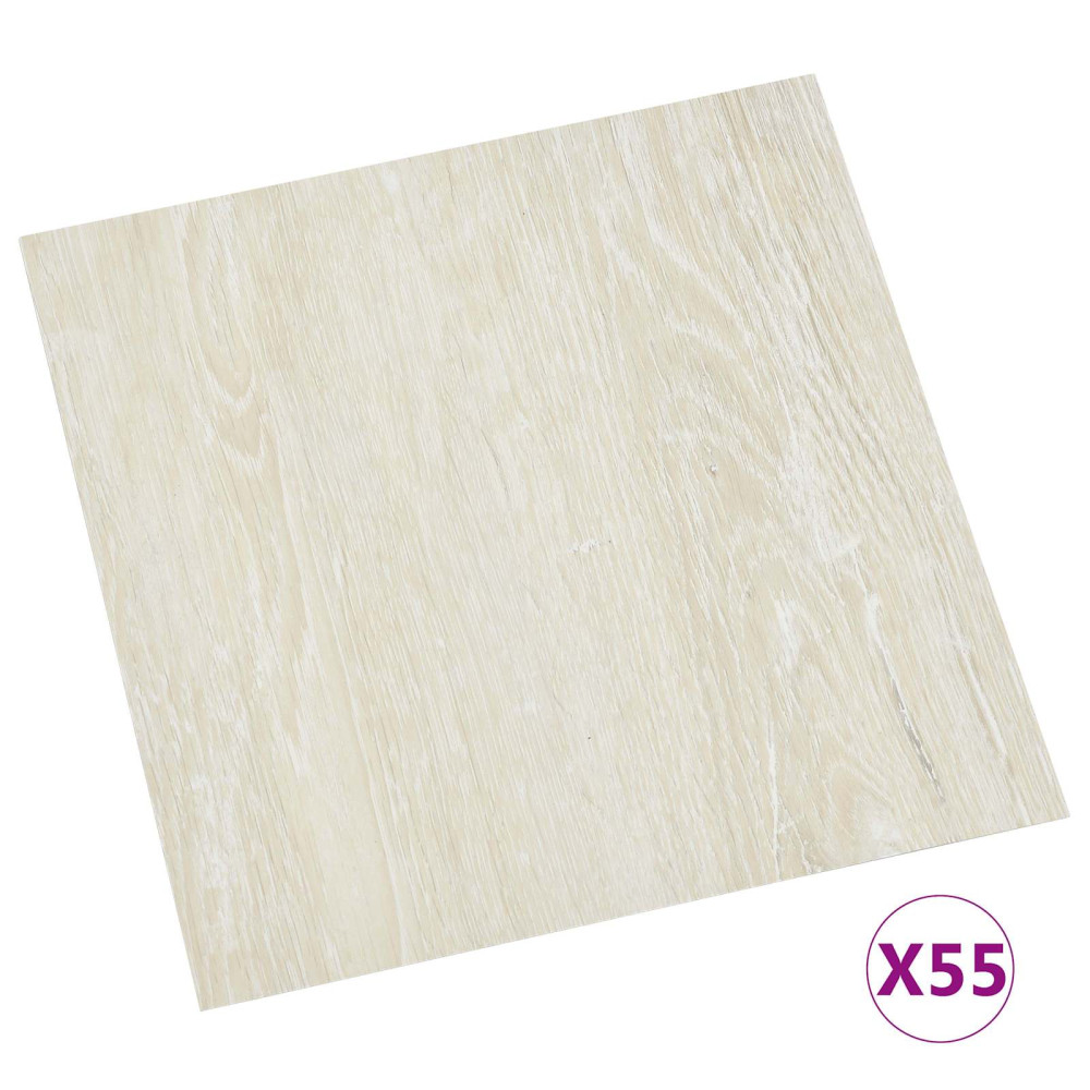 Produktbild för Golvplankor 5,11 m² 55 pcs PVC Gräddvit