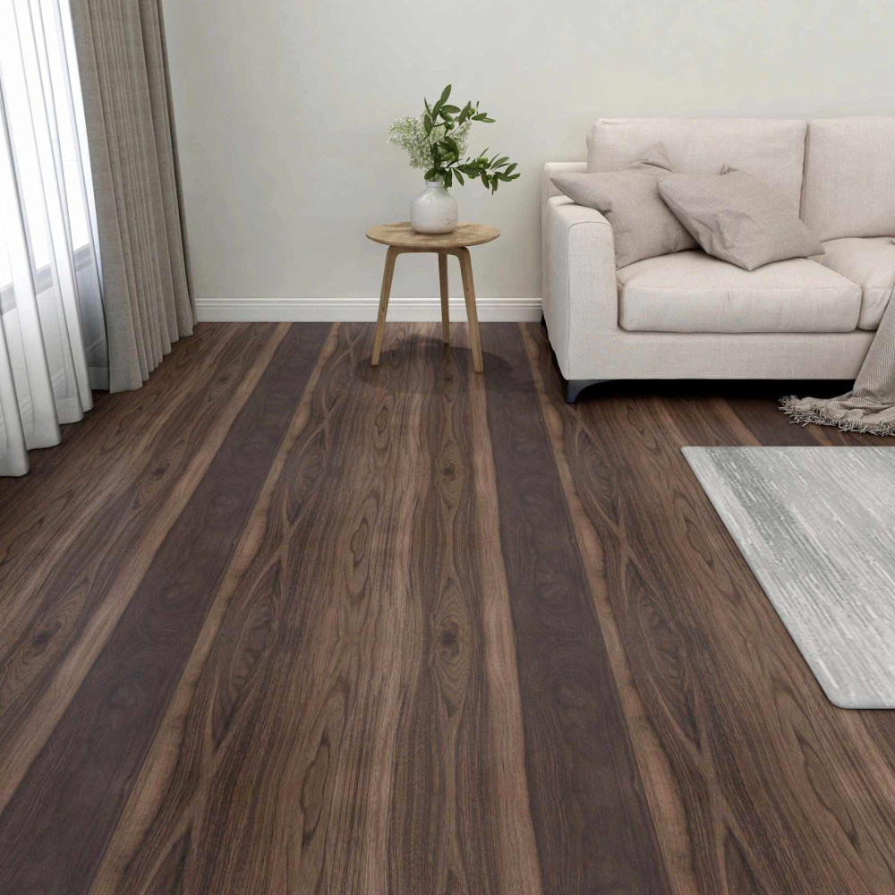 Produktbild för Golvplank 55 pcs Mörkbrun 5,11 m² PVC