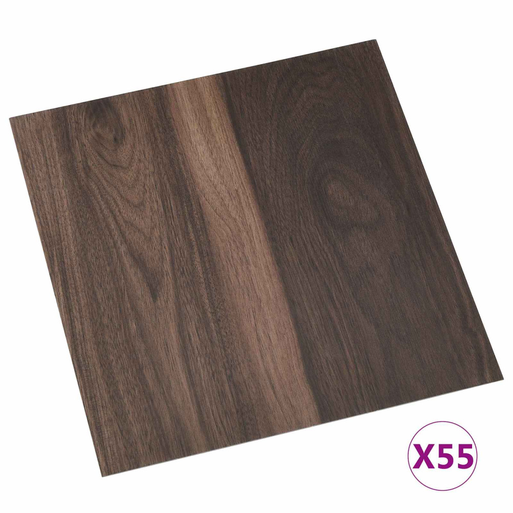 Produktbild för Golvplank 55 pcs Mörkbrun 5,11 m² PVC