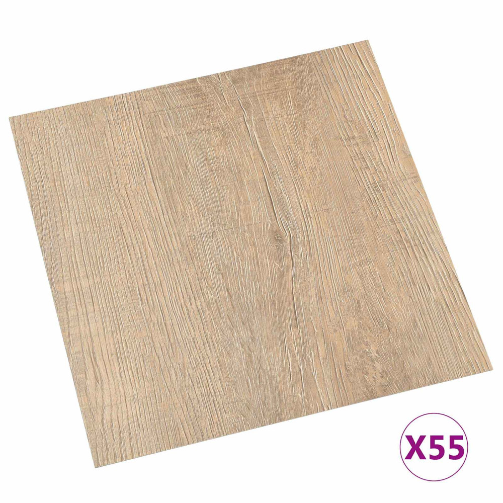 Produktbild för Golvplankor 5,11 m² 55 pcs PVC Ljusgrå, Mörkbrun