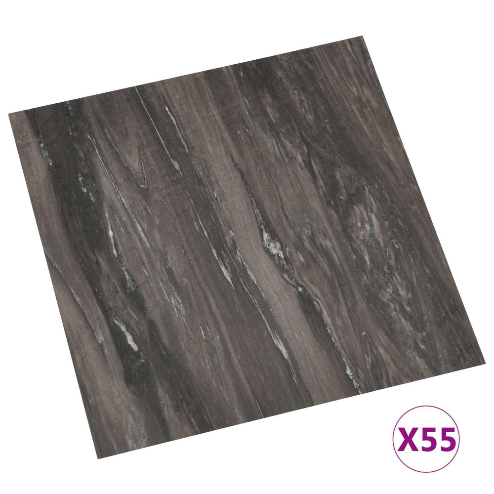 Produktbild för Golvplankor 55 pcs Mörkgrå 5,11 m² PVC
