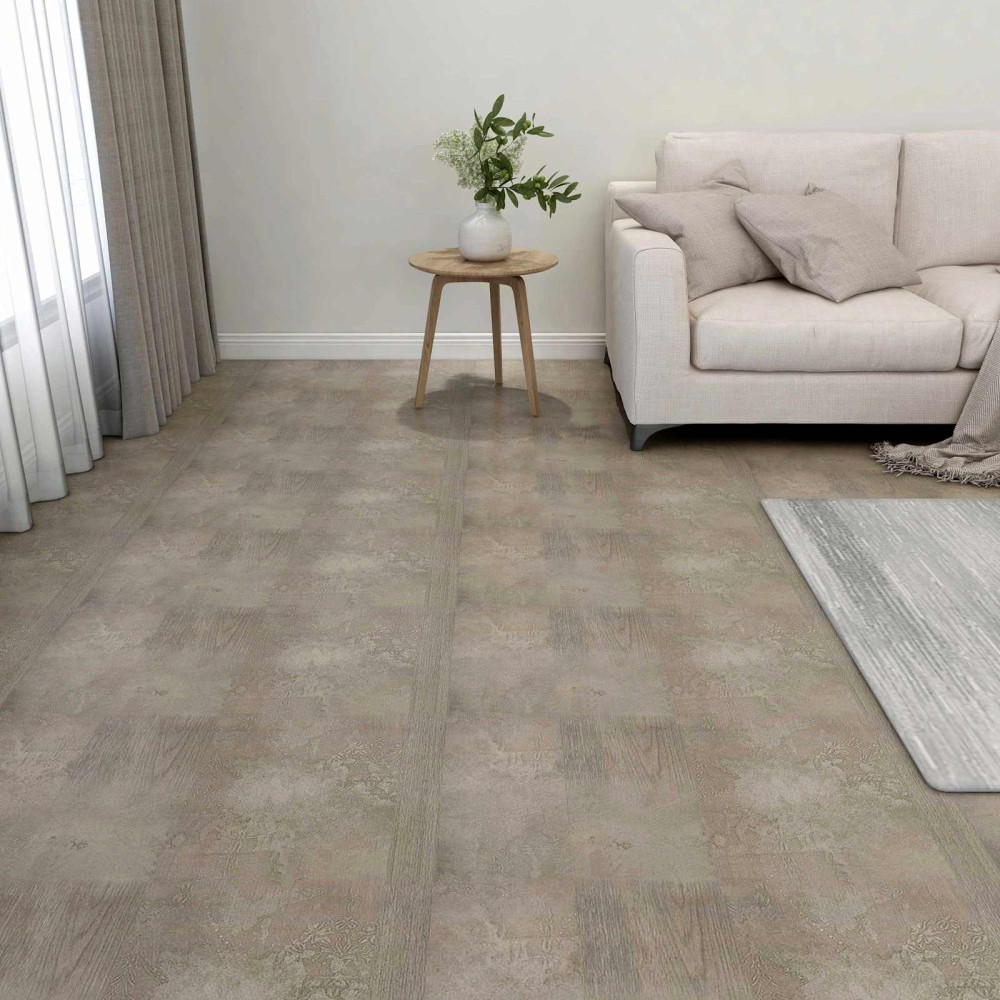 Produktbild för Golvplankor 5,11 m² 55 pcs PVC Mörkbrun och Grå