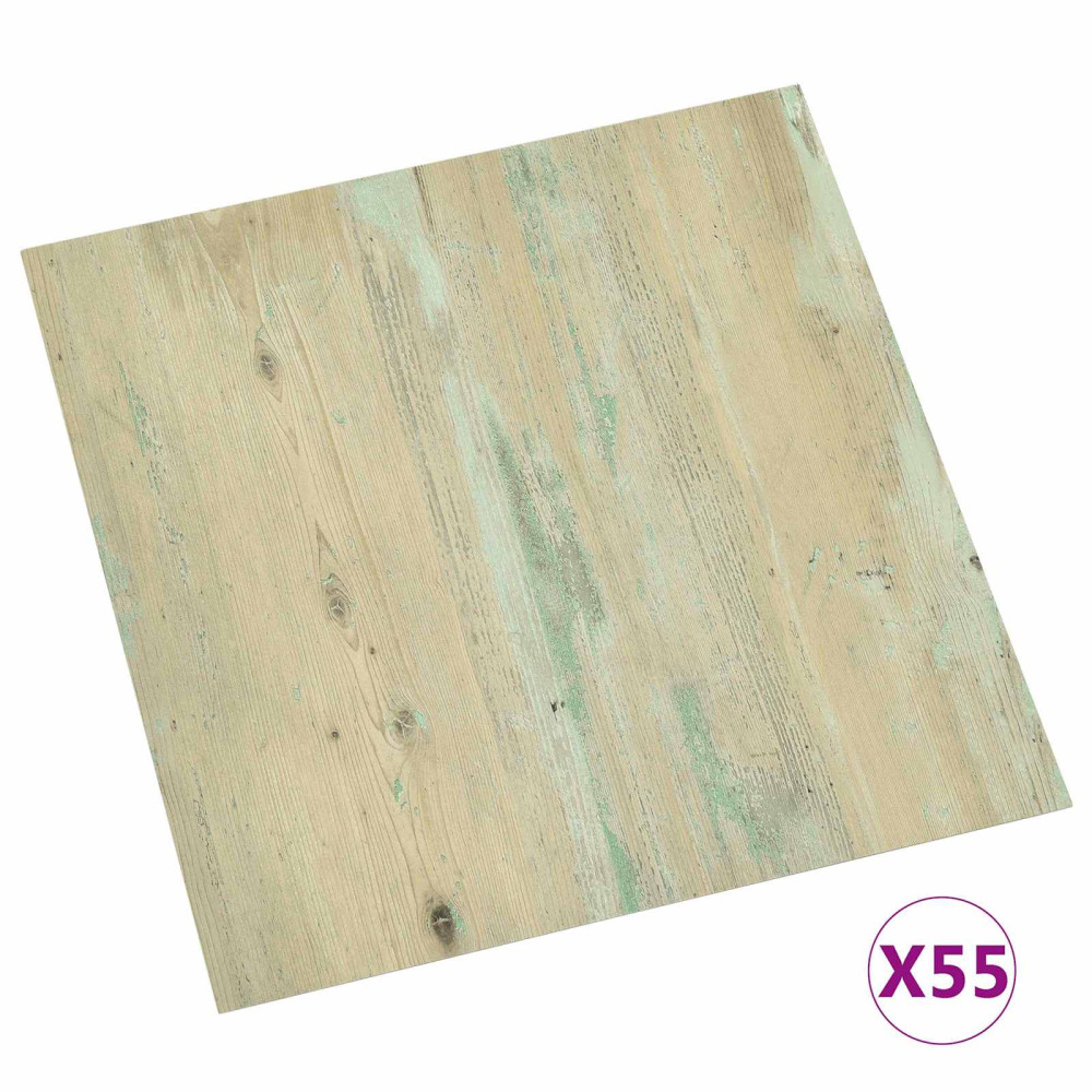 Produktbild för Golvplankor 5,11 m² 55 pcs PVC Vit och Ljusbrun