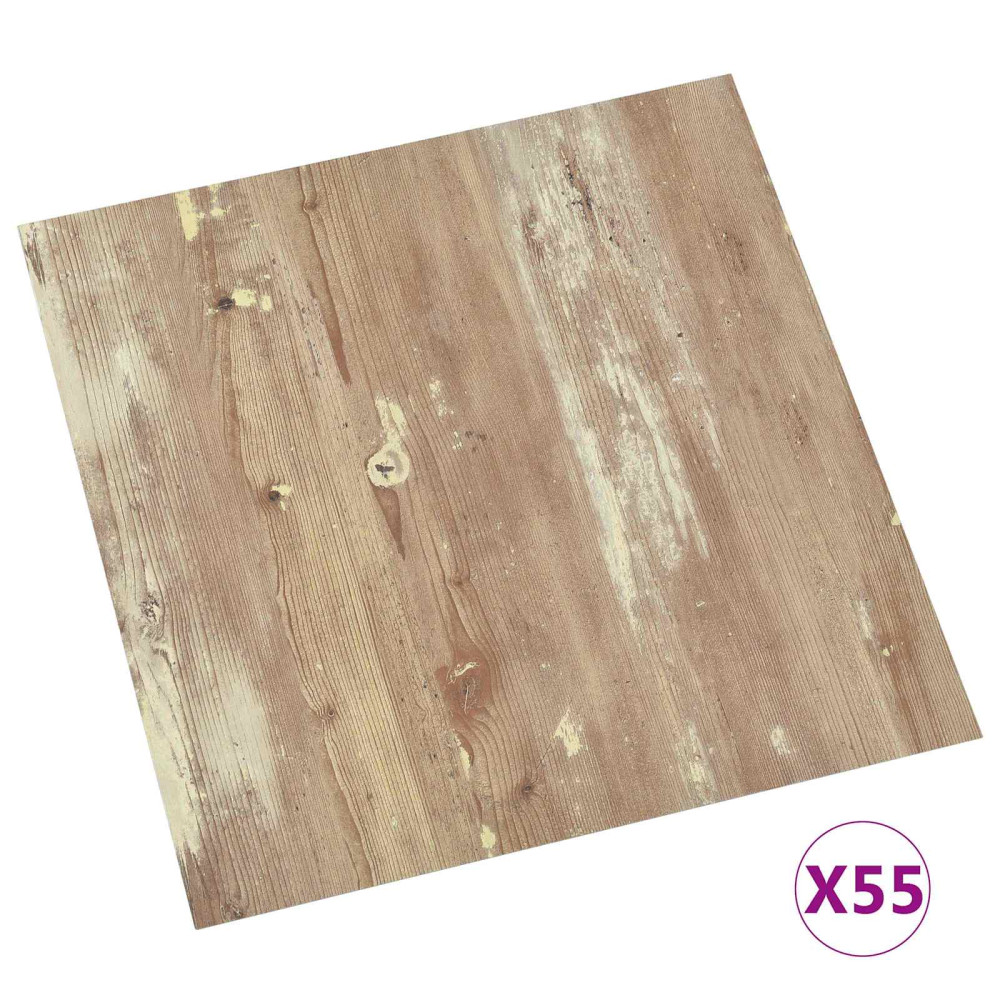 Produktbild för Golvplankor 5,11 m² 55 pcs PVC Kräm och Ljusbrun