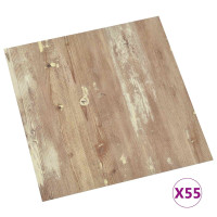 Produktbild för Golvplankor 5,11 m² 55 pcs PVC Kräm och Ljusbrun