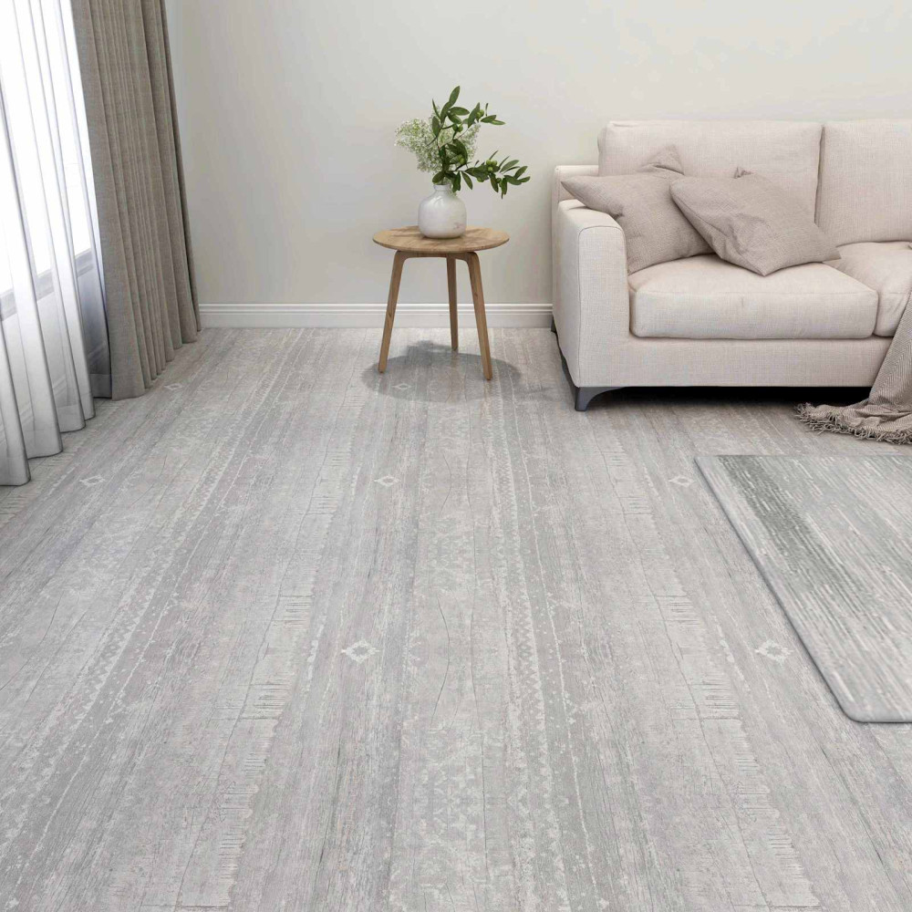Produktbild för Golvplankor 5,11 m² 55 pcs PVC Ljusgrå och vit.