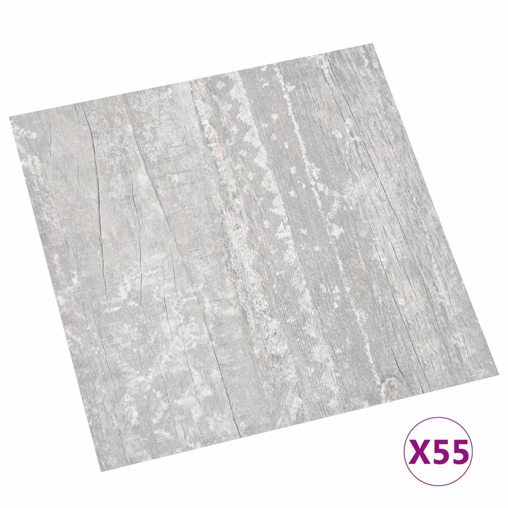 Produktbild för Golvplankor 5,11 m² 55 pcs PVC Ljusgrå och vit.