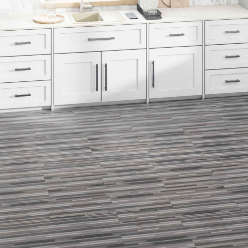 vidaXL Golvplankor 2,51 m² 18 pcs PVC Randig Grå