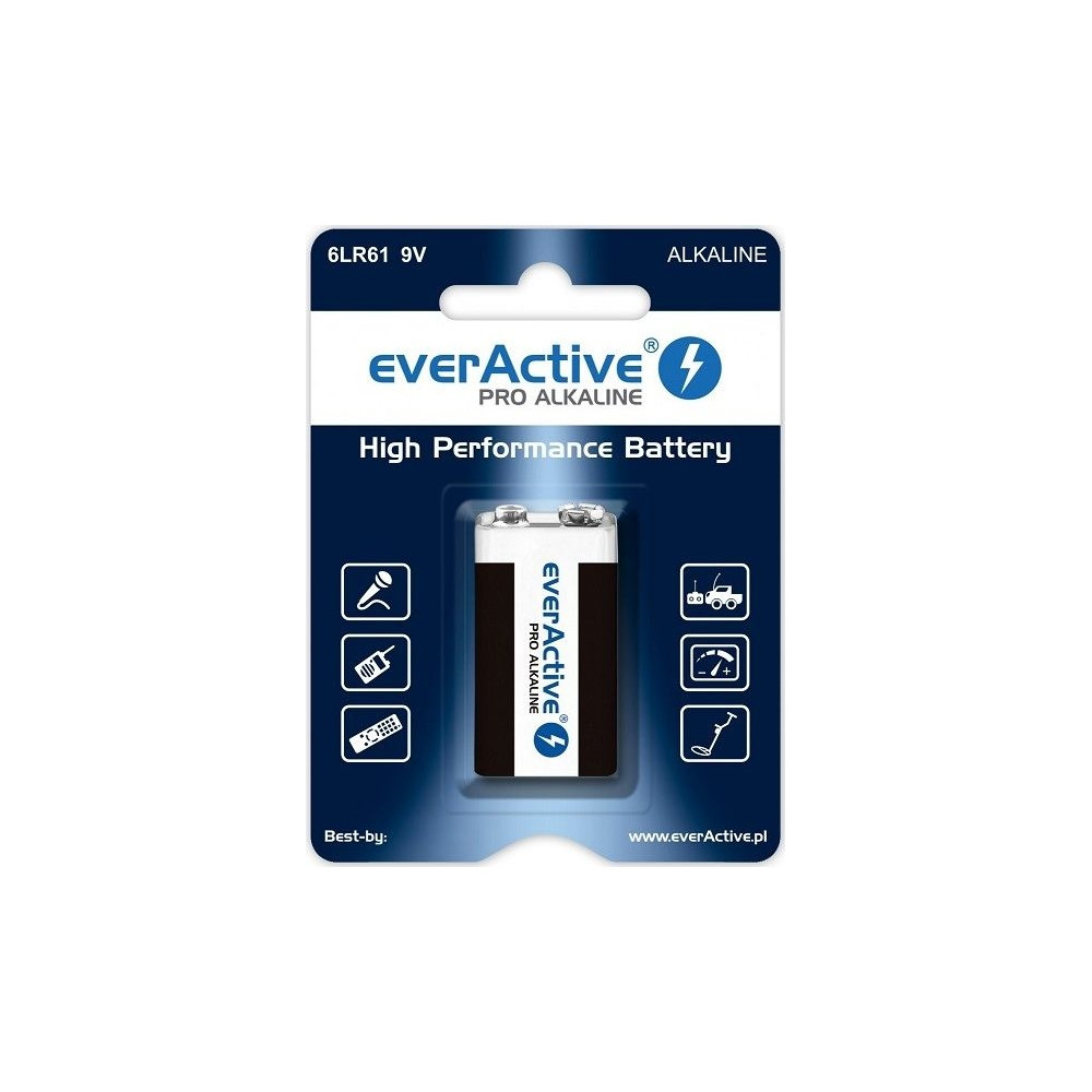 Produktbild för Alkaliskt batteri 6LR61 9V (R9*) everActive Pro Alkaline – 1...