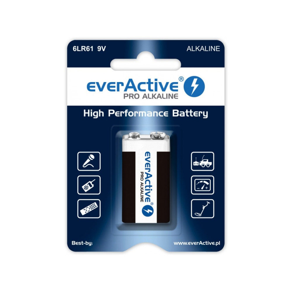 Produktbild för Alkaliskt batteri 6LR61 9V (R9*) everActive Pro Alkaline – 1...