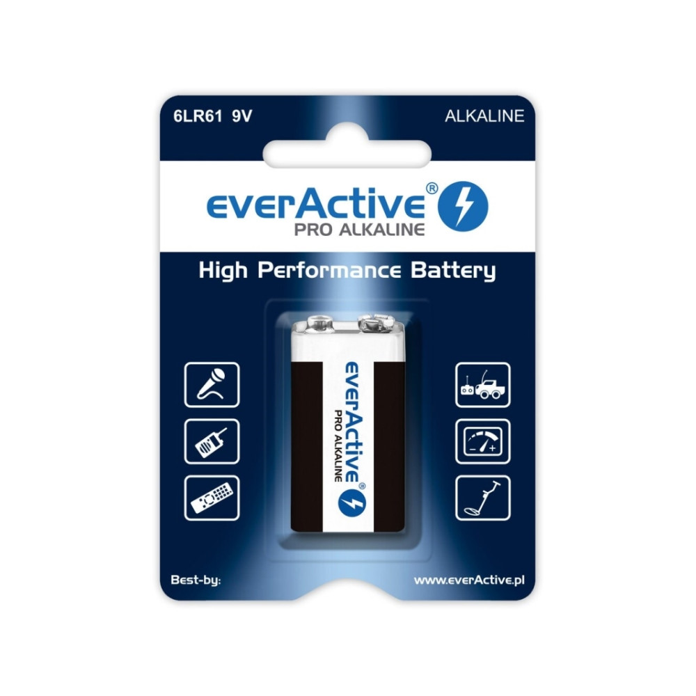 Produktbild för Alkaliskt batteri 6LR61 9V (R9*) everActive Pro Alkaline – 1...