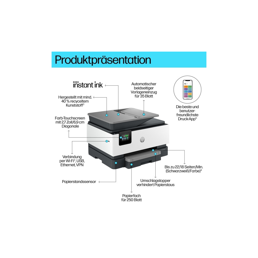 Produktbild för HP Officejet Pro 9122e All-in-One