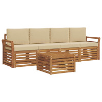 Produktbild för Utomhussoffset 5 pcs Naturlig och Beige Massivt Akaciaträ