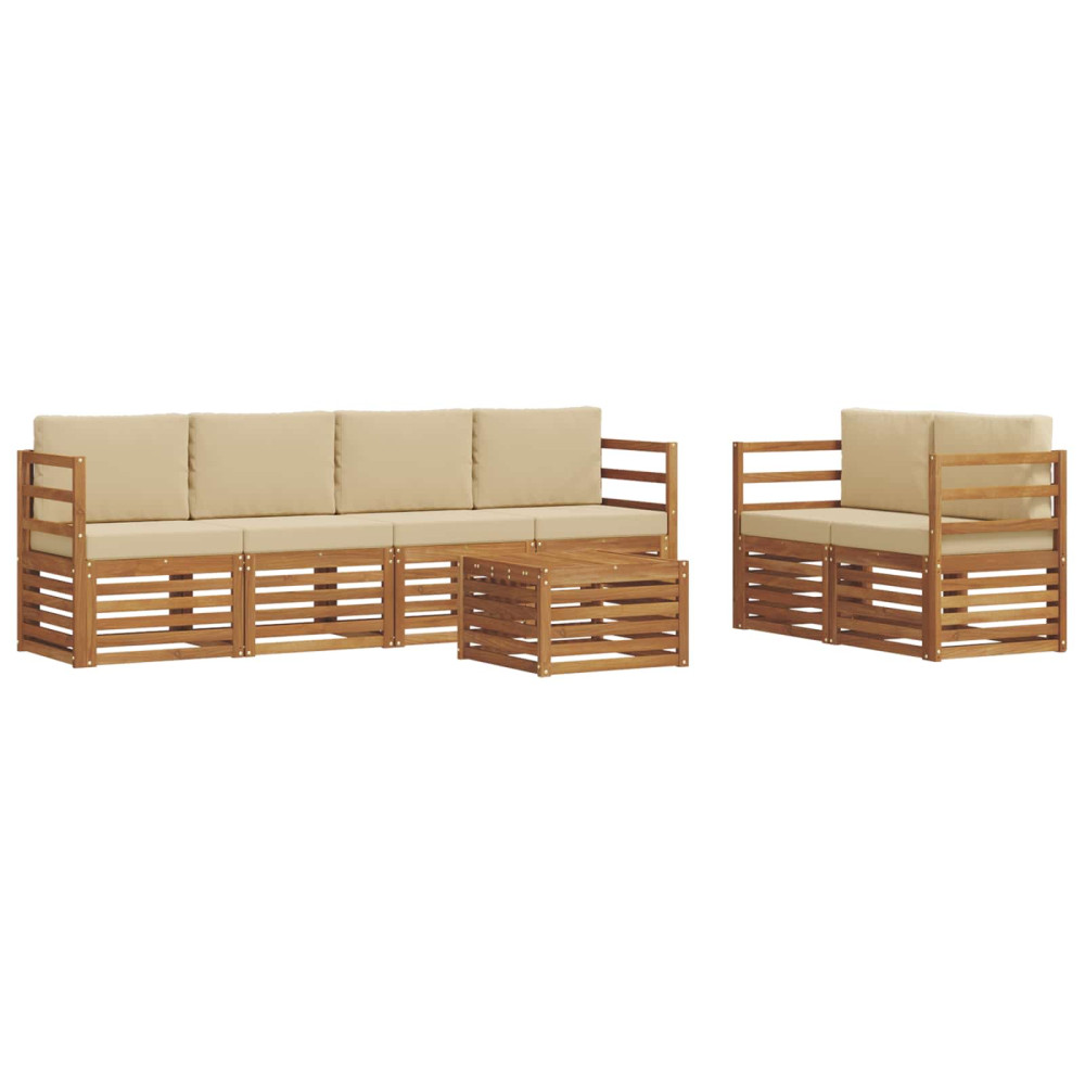 Produktbild för Utomhussoffset 7 pcs Naturlig och Beige Massivt Akaciaträ