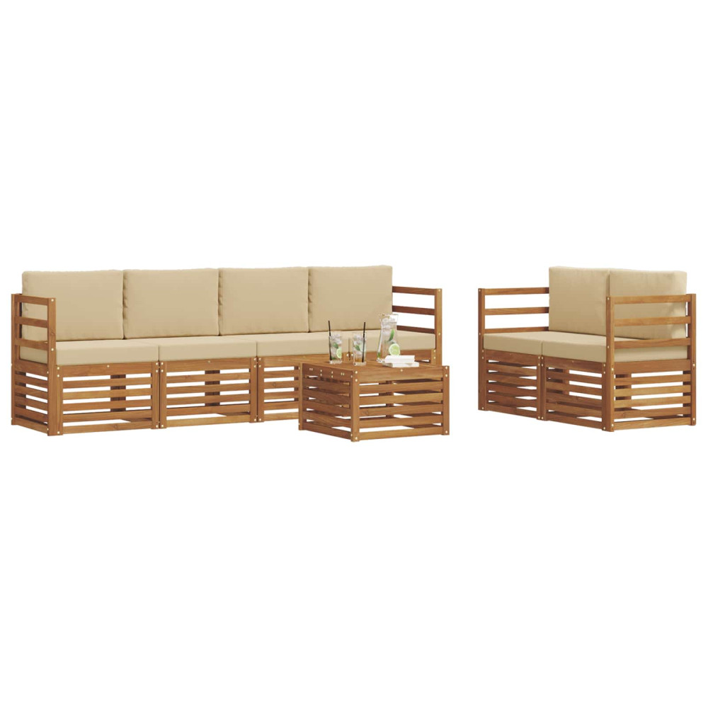 Produktbild för Utomhussoffset 7 pcs Naturlig och Beige Massivt Akaciaträ
