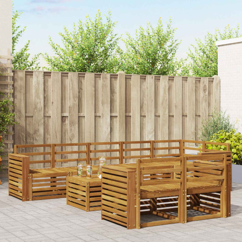 vidaXL Soffgrupper 9 pcs Naturfärg Massivt Akaciaträ