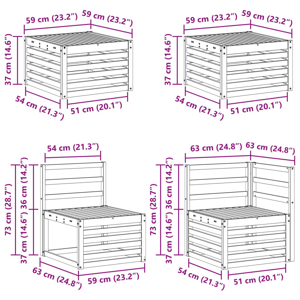 Produktbild för Utomhussoffset 8 pcs Naturfärg Massivt Akaciaträ