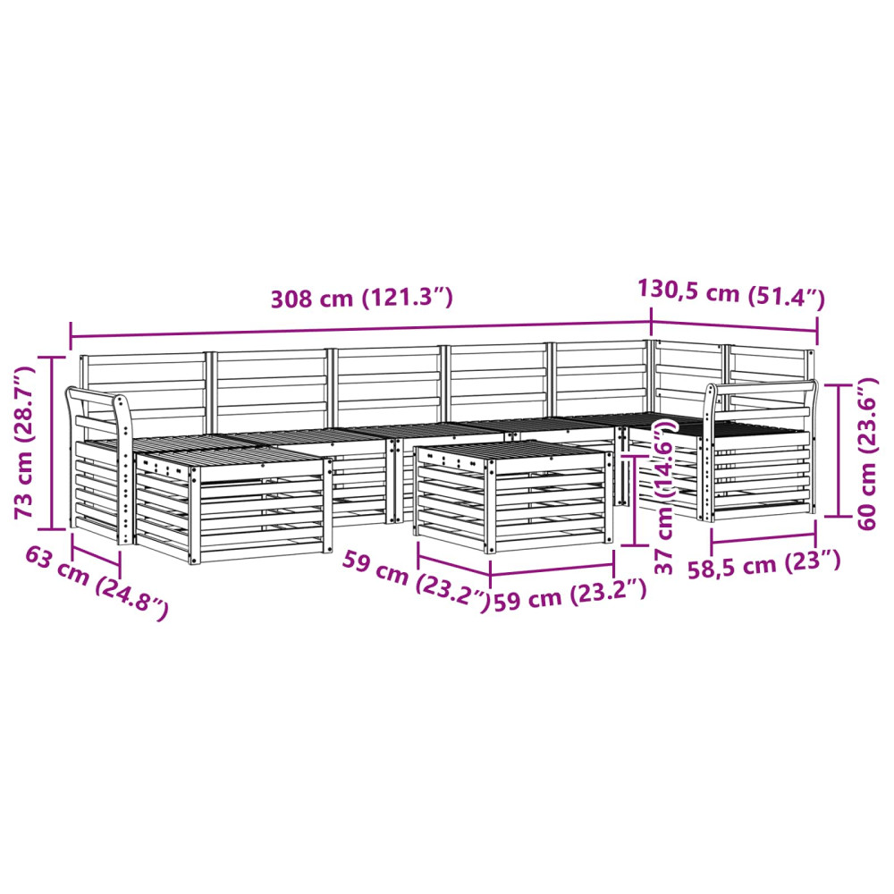 Produktbild för Utomhussoffset 8 pcs Naturfärg Massivt Akaciaträ