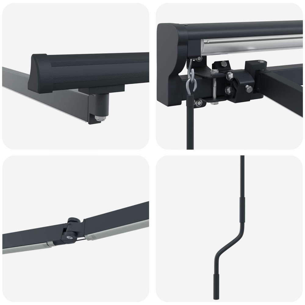 Produktbild för Manuell markisram med LED-lampor Antracit 3 x 2,5 m Aluminium
