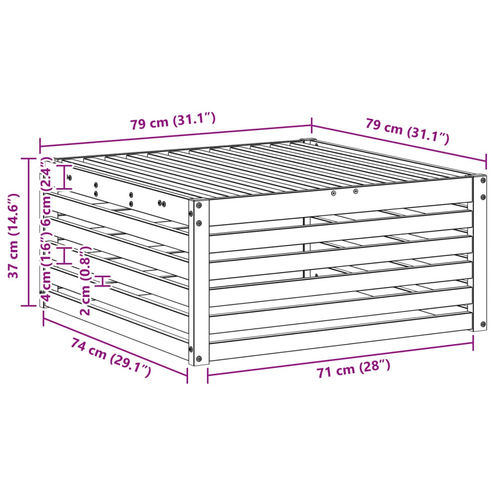 Produktbild för Utomhuspall Naturfärg 79 x 79 x 37 cm Massivt Akaciaträ