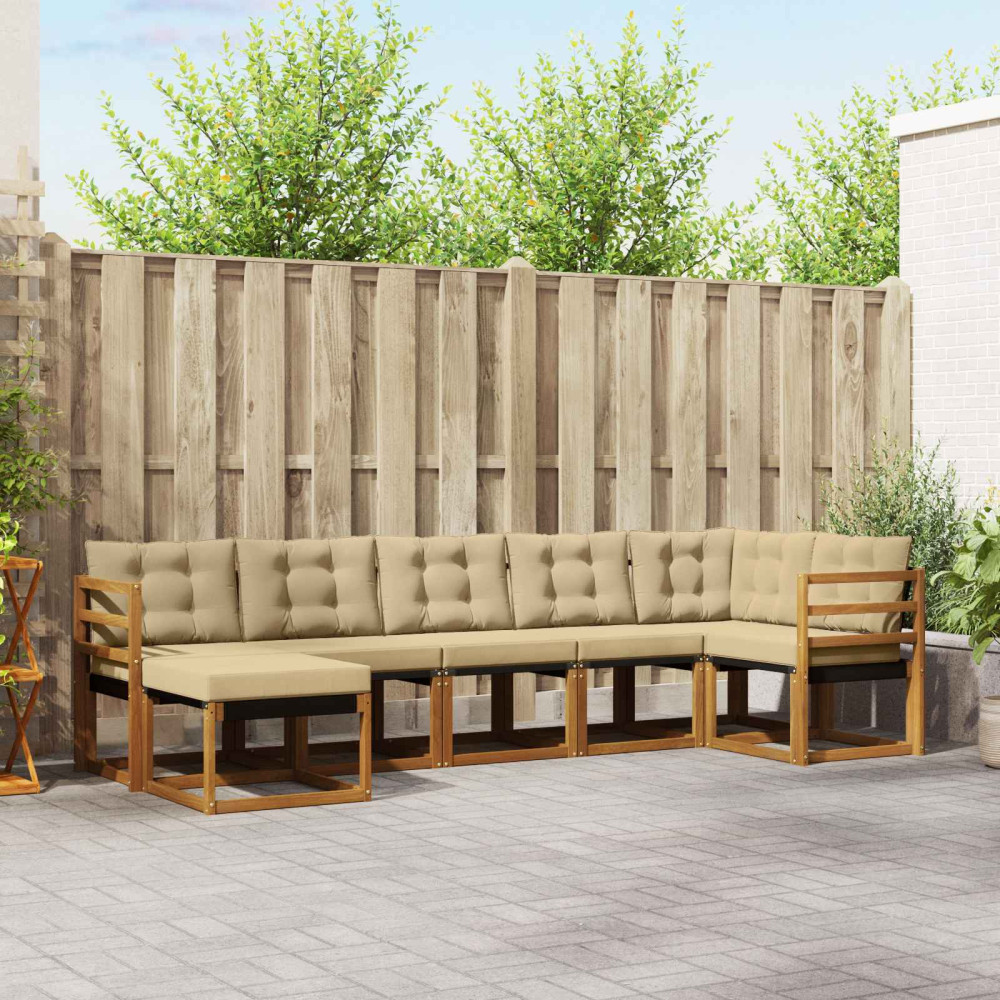 Produktbild för Utomhussoffset med kudde 7 pcs Naturlig och Beige
