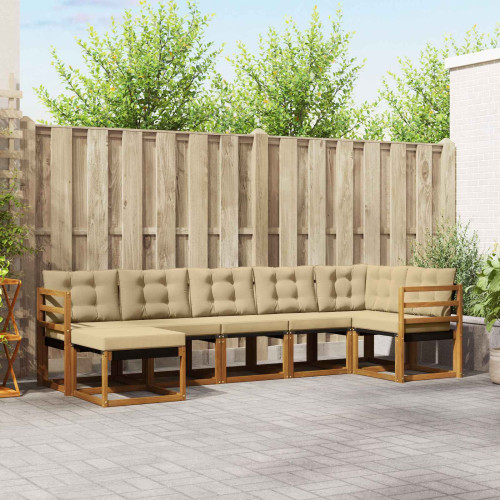 vidaXL Utomhussoffset med kudde 7 pcs Naturlig och Beige