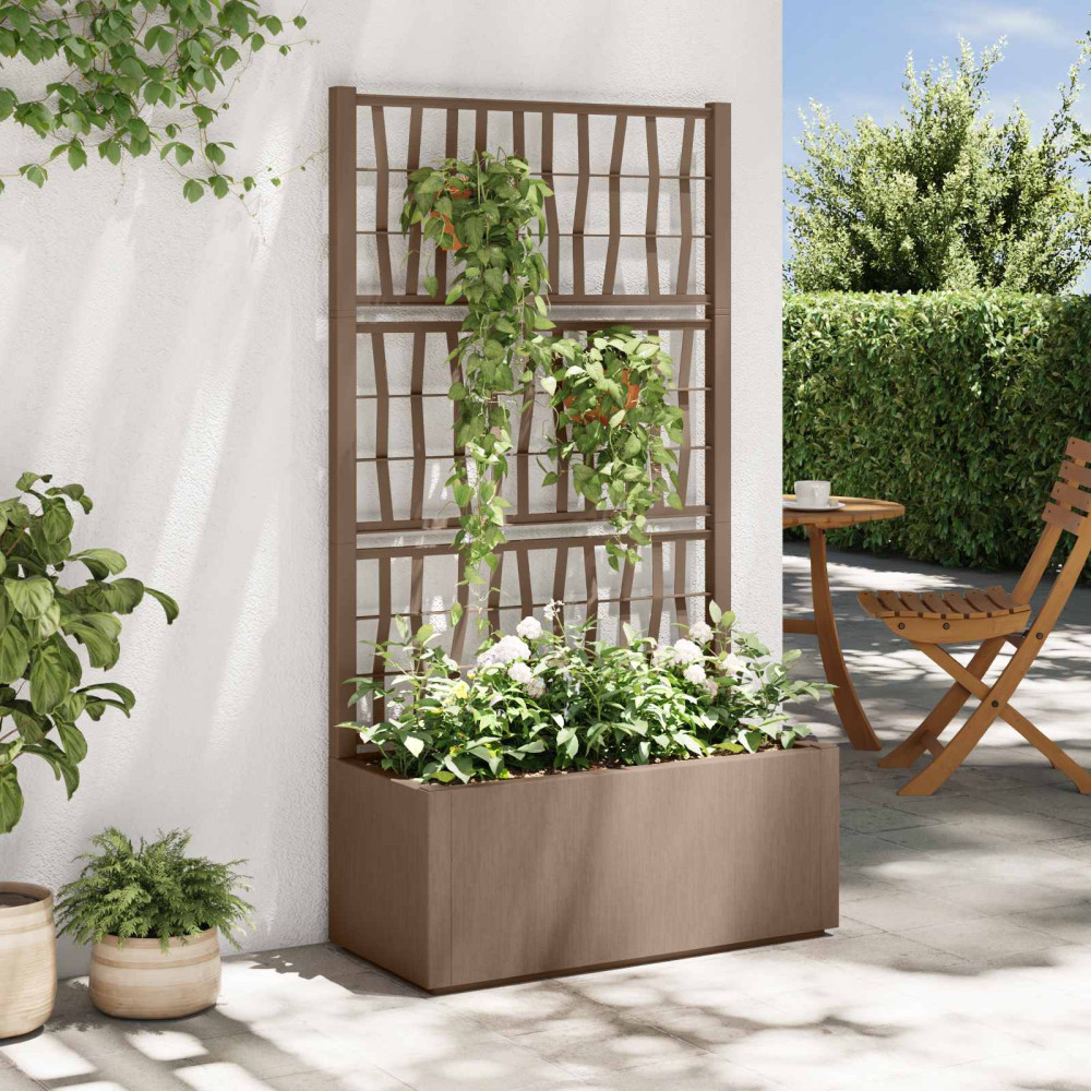 Produktbild för Trädgårdsplanterare med trellis Brun 80 x 36 x 140 cm PP