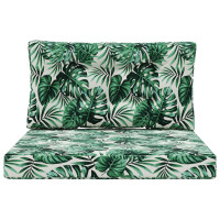 Produktbild för Utomhus Soffa Kudde 2 pcs Bladmönster Polyester