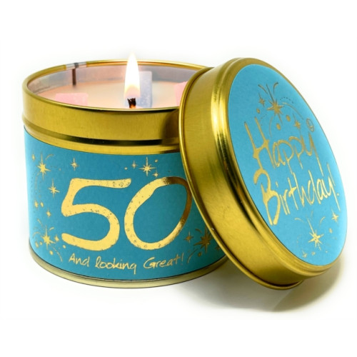 LILY FLAME CANDLES Happy Birthday 50 - Scented Tin Candle
