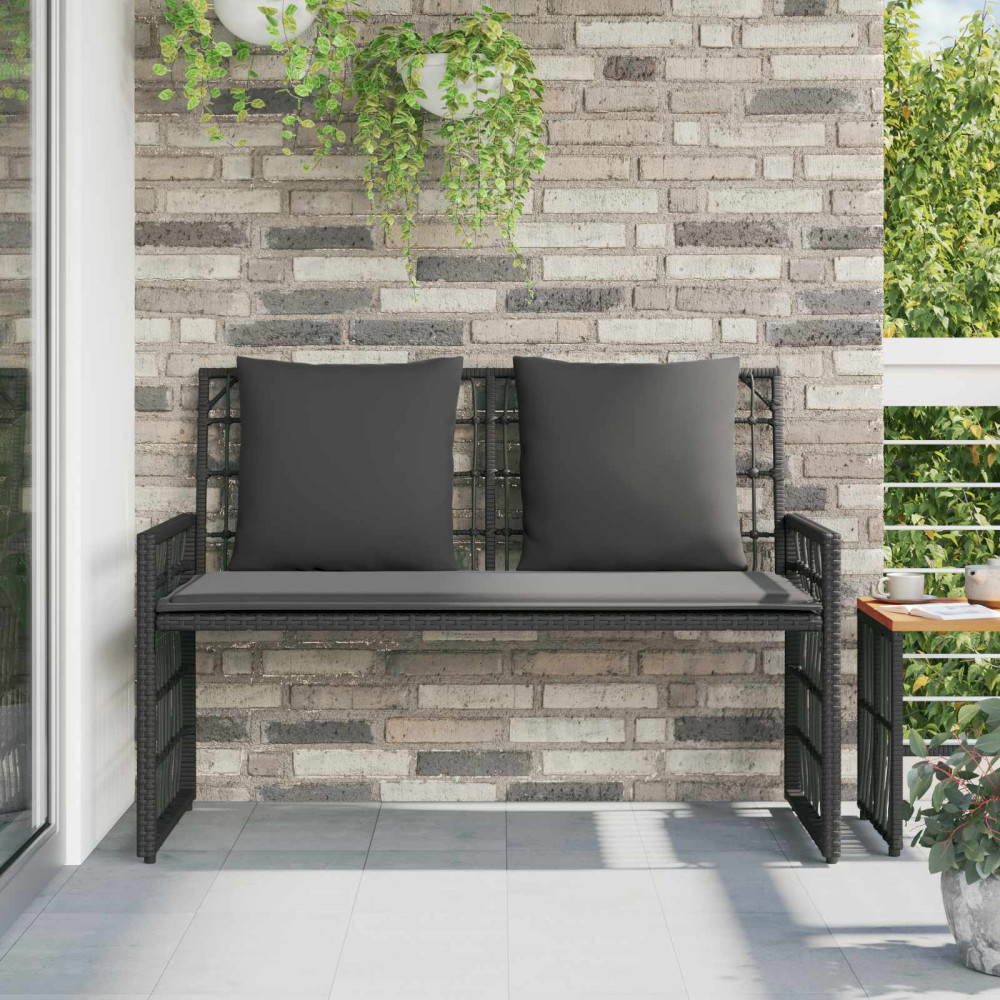 Produktbild för Utomhusbänk Enfärgad Svart och Mörkgrå 116 x 55 x 82 cm